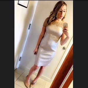 KAY UNGER MET JACQUARD COCKTAIL LACE EMBELLISHED DRESS // SIZE 2